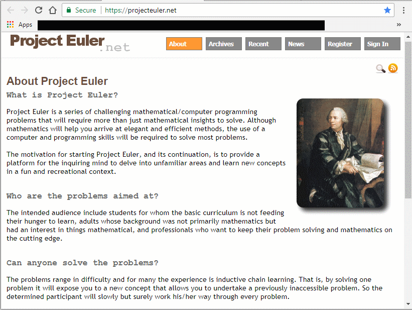 project euler home page